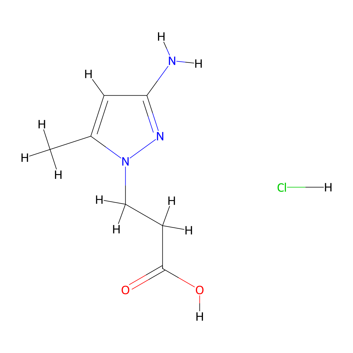 3-(3-Amino-5-methyl-1H-pyrazol-1-yl)propanoic acid hydrochloride molecular structure, CAS 1431963-44-8