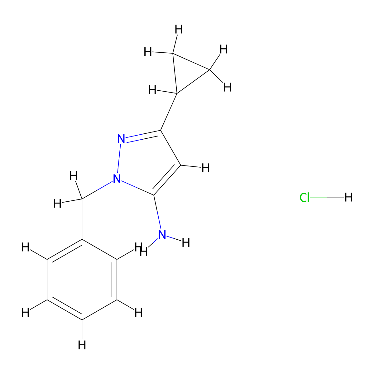 1-Benzyl-3-cyclopropyl-1H-pyrazol-5-amine hydrochloride molecular structure, CAS 1431963-45-9
