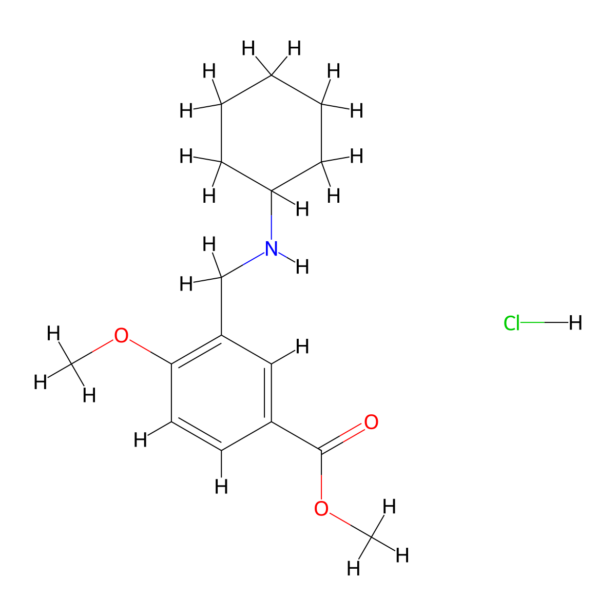 Methyl 3-[(cyclohexylamino)methyl]-4-methoxybenzoate hydrochloride molecular structure, CAS 1431963-50-6