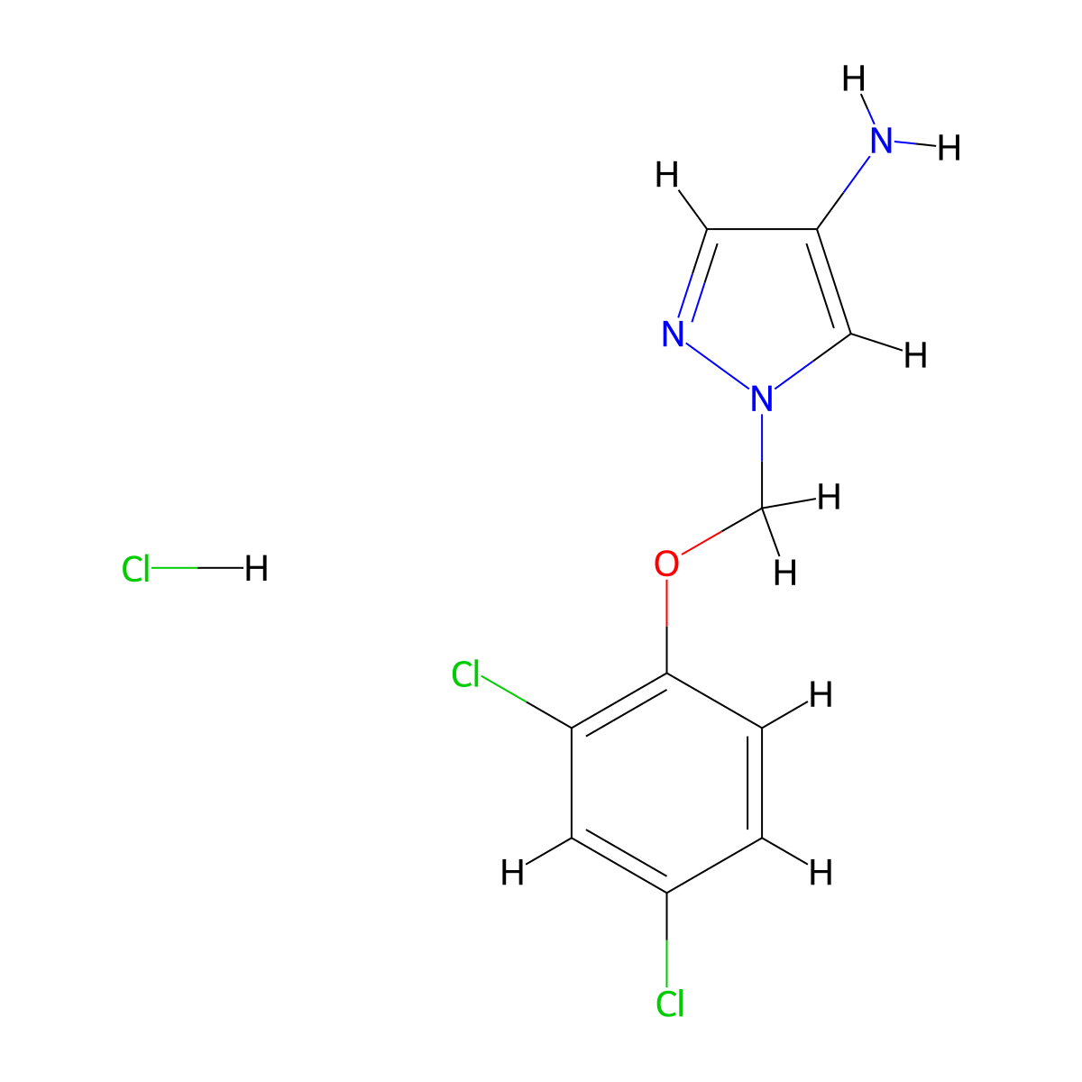 1-[(2,4-Dichlorophenoxy)methyl]-1H-pyrazol-4-amine hydrochloride molecular structure, CAS 1431963-52-8