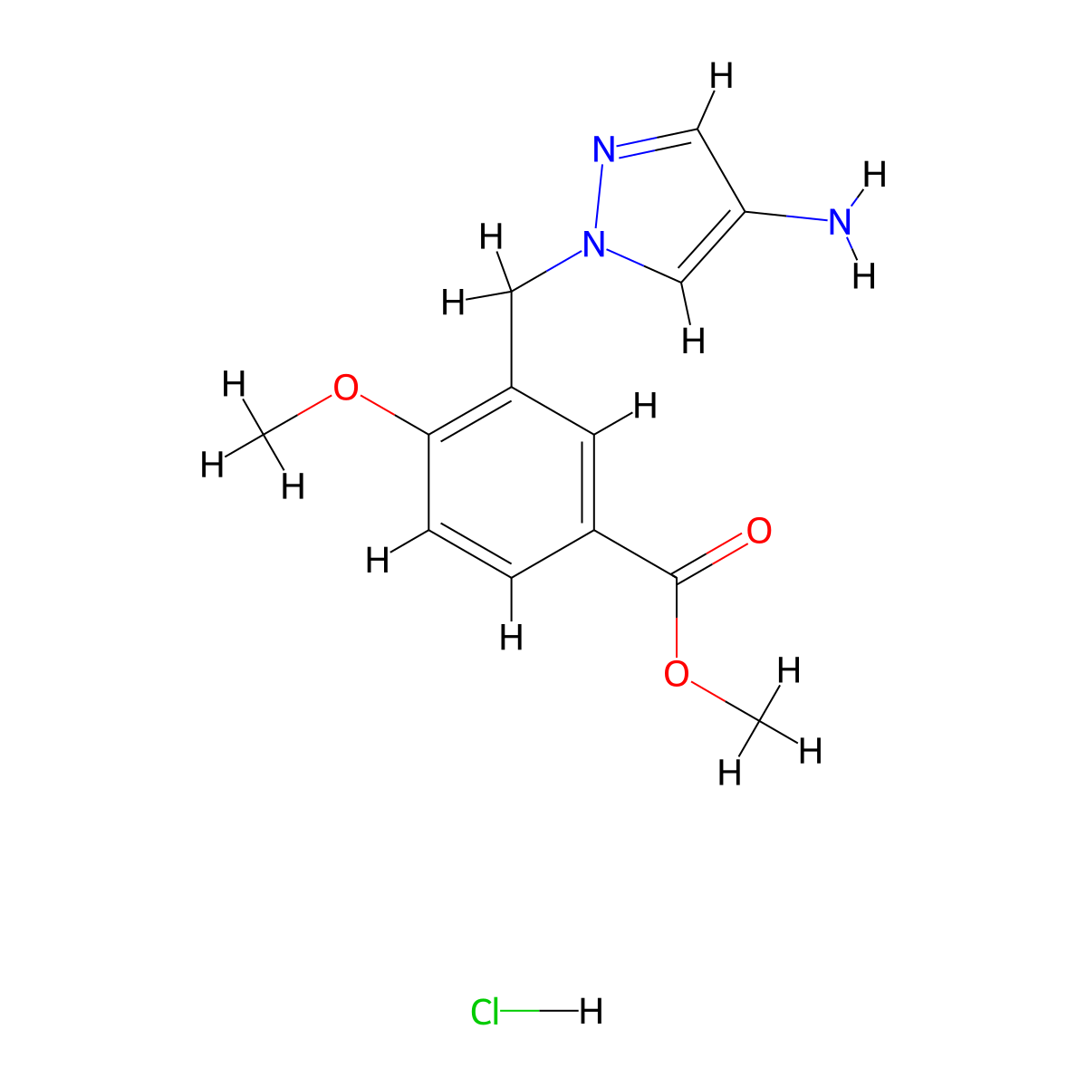 Methyl 3-[(4-amino-1H-pyrazol-1-yl)methyl]-4-methoxybenzoate hydrochloride molecular structure, CAS 1431963-55-1