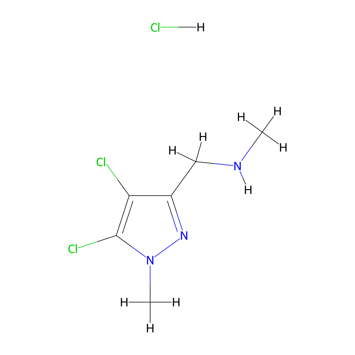 N-[(4,5-Dichloro-1-methyl-1H-pyrazol-3-yl)methyl]-N-methylamine hydrochloride molecular structure, CAS 1431963-61-9