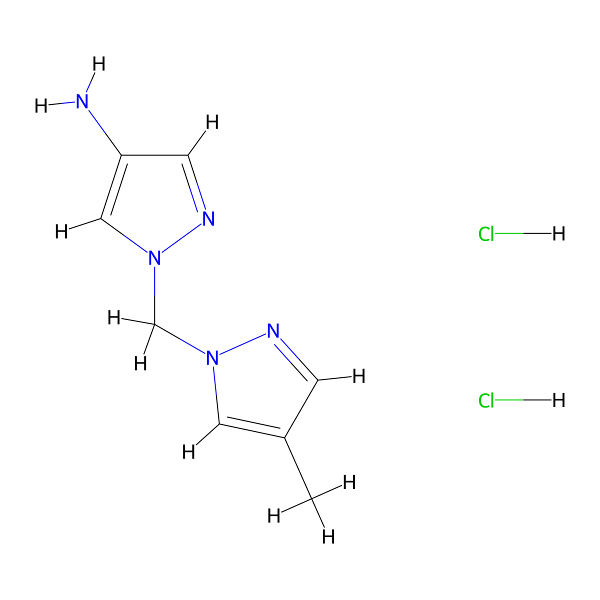 1-[(4-Methyl-1H-pyrazol-1-yl)methyl]-1H-pyrazol-4-amine dihydrochloride molecular structure, CAS 1431963-62-0
