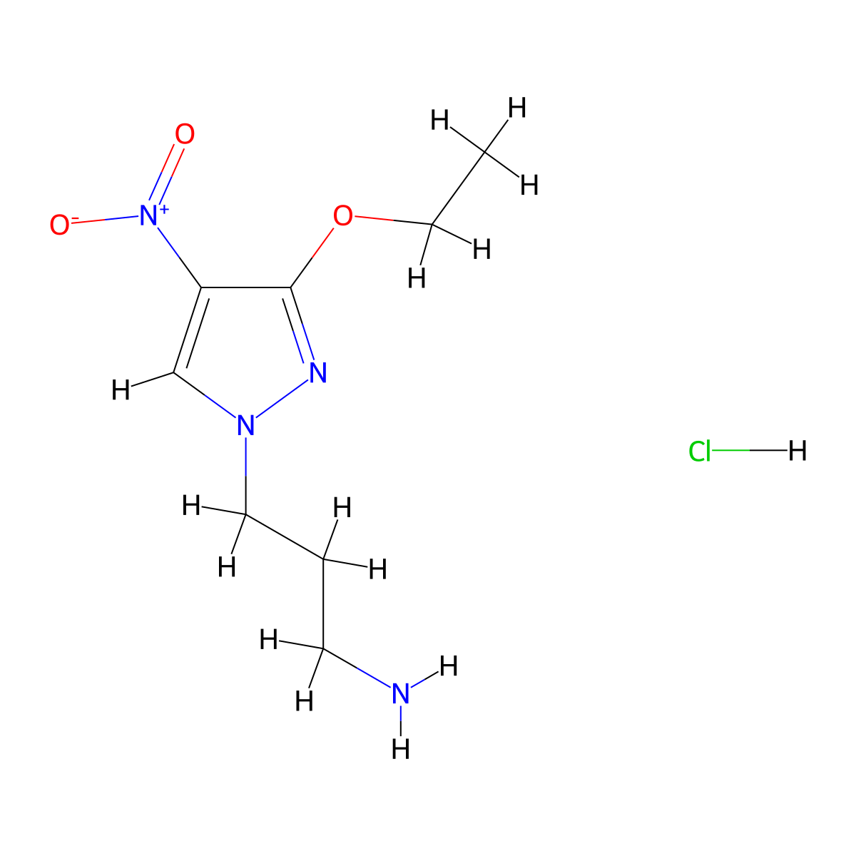3-(3-Ethoxy-4-nitro-1H-pyrazol-1-yl)propan-1-amine hydrochloride molecular structure, CAS 1431963-67-5