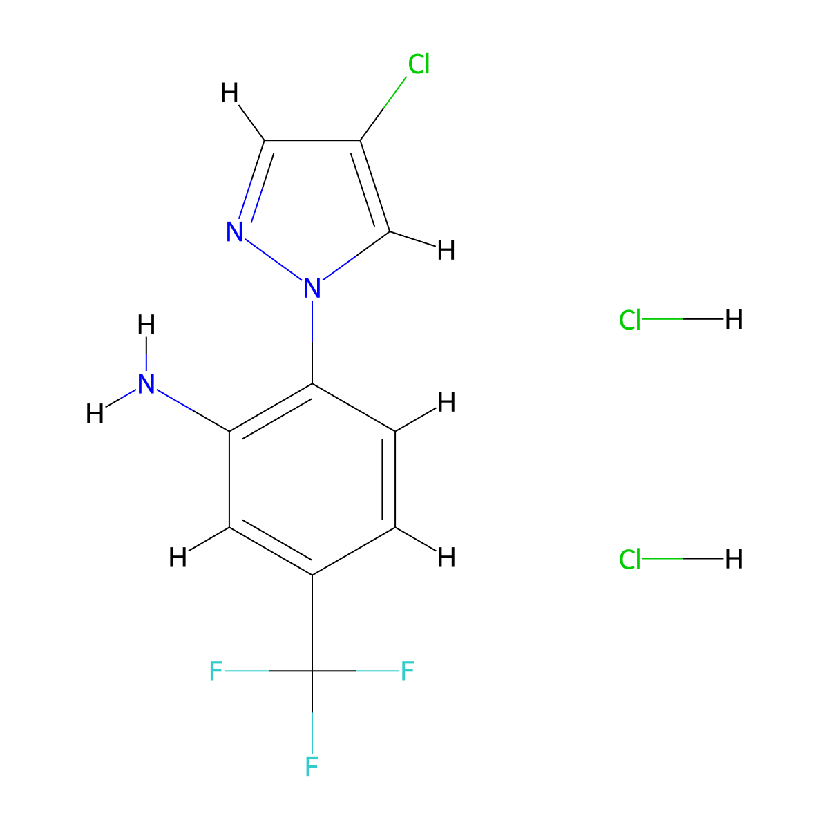 2-(4-Chloro-1H-pyrazol-1-yl)-5-(trifluoromethyl)aniline dihydrochloride molecular structure, CAS 1431963-68-6