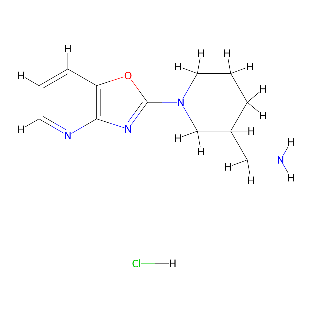 (1-{[1,3]Oxazolo[4,5-b]pyridin-2-yl}piperidin-3-yl)methanamine hydrochloride molecular structure, CAS 1431963-75-5