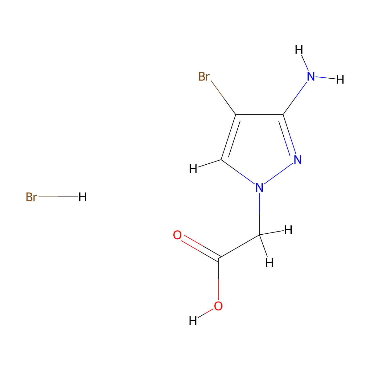 2-(3-amino-4-bromo-1H-pyrazol-1-yl)acetic acid hydrobromide molecular structure, CAS 1431963-76-6