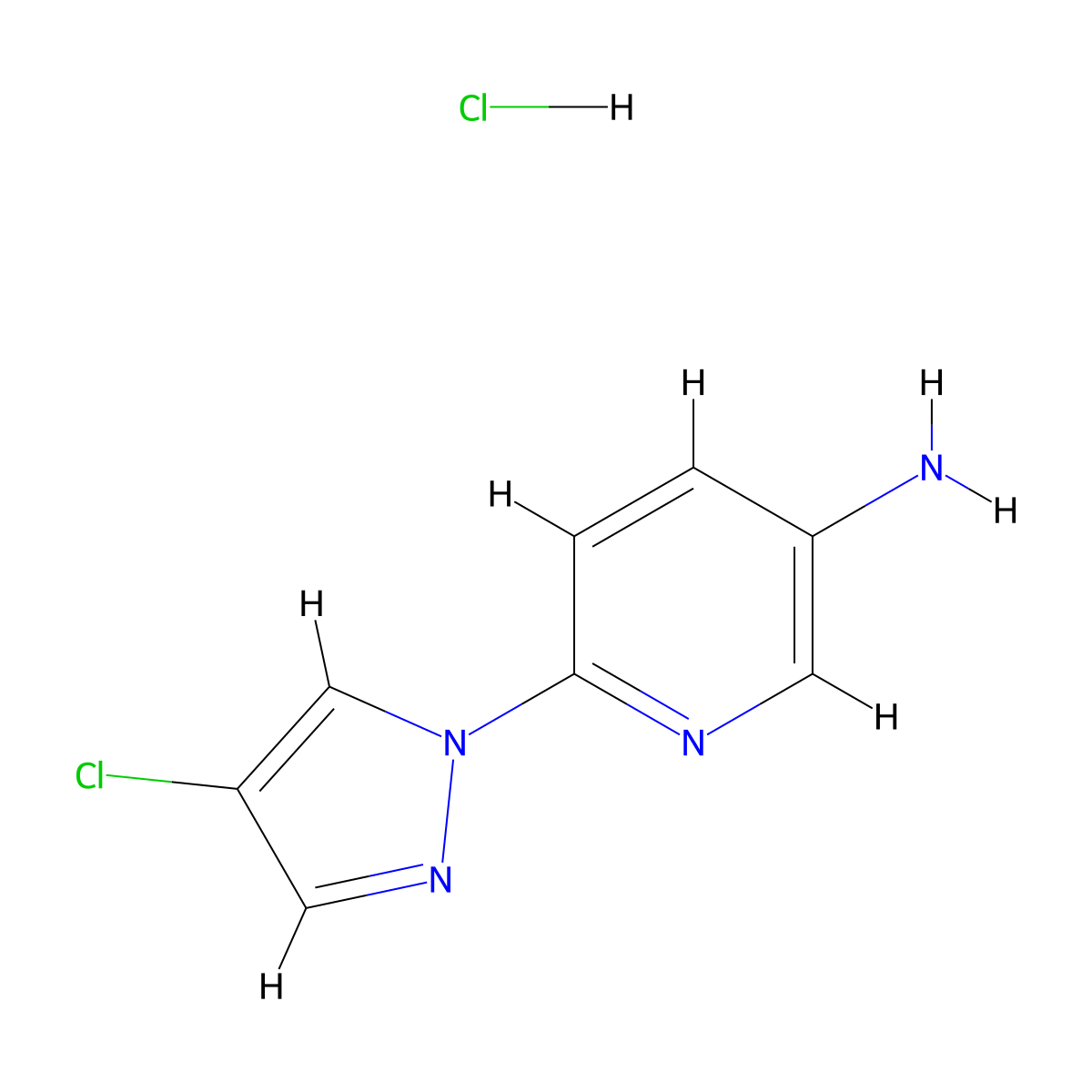 6-(4-chloro-1H-pyrazol-1-yl)pyridin-3-amine hydrochloride molecular structure, CAS 1431963-78-8