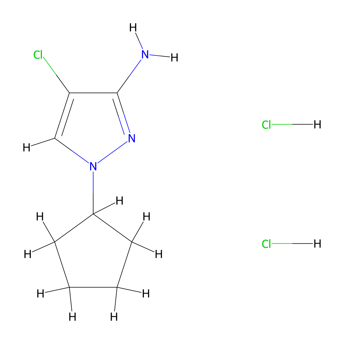 4-Chloro-1-cyclopentyl-1H-pyrazol-3-amine dihydrochloride molecular structure, CAS 1431963-80-2