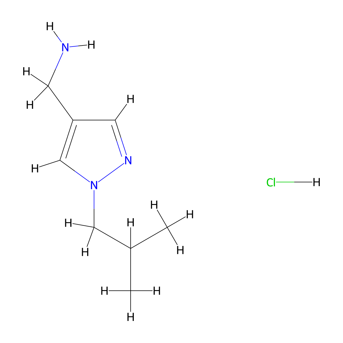 (1-Isobutyl-1H-pyrazol-4-yl)methylamine hydrochloride molecular structure, CAS 1431963-82-4