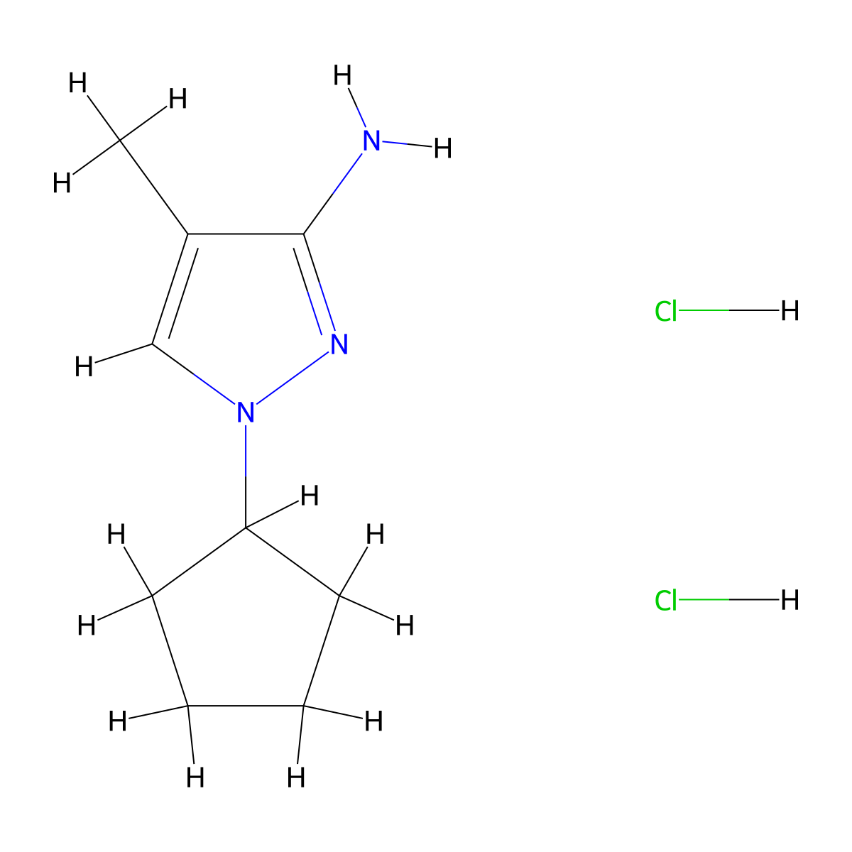 1-Cyclopentyl-4-methyl-1H-pyrazol-3-amine dihydrochloride molecular structure, CAS 1431963-87-9