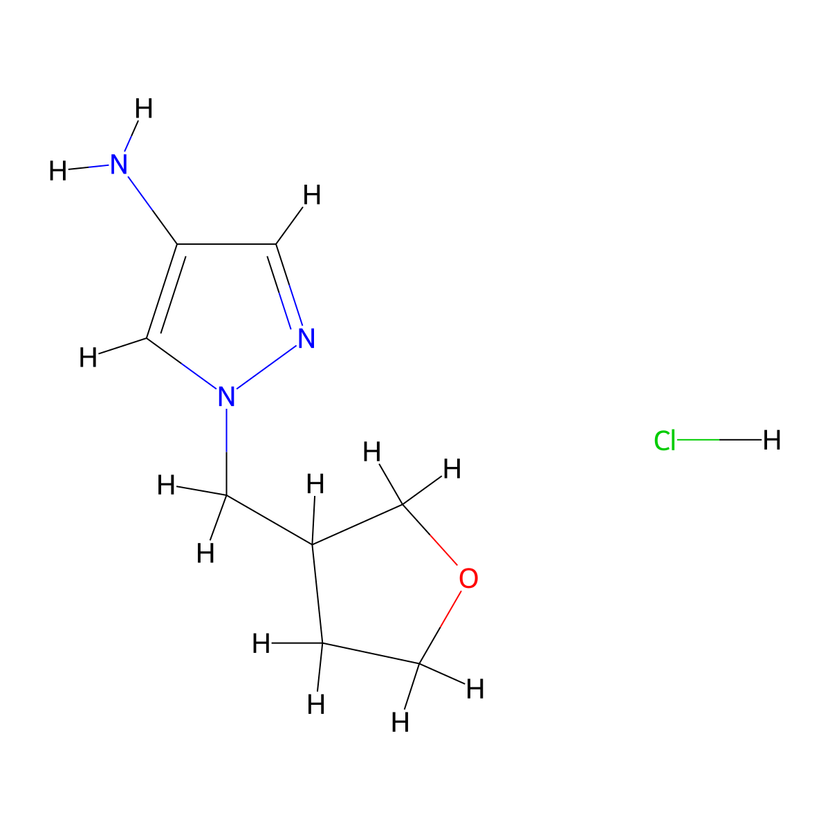 1-((oxolan-3-yl)methyl)-1H-pyrazol-4-amine hydrochloride molecular structure, CAS 1431963-89-1