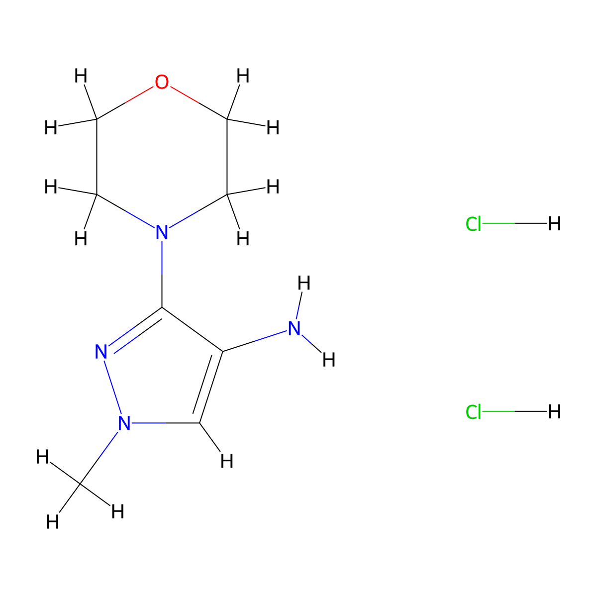 1-methyl-3-morpholin-4-yl-1H-pyrazol-4-amine molecular structure, CAS 1431963-92-6