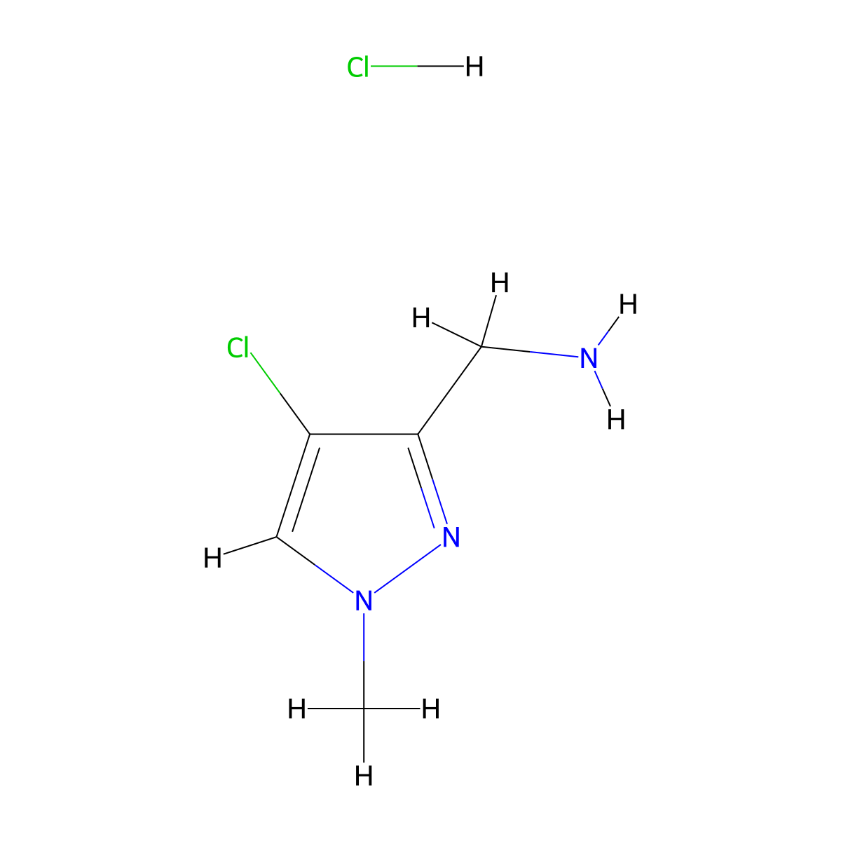 (4-Chloro-1-methyl-1h-pyrazol-3-yl)methanamine hydrochloride molecular structure, CAS 1431963-93-7