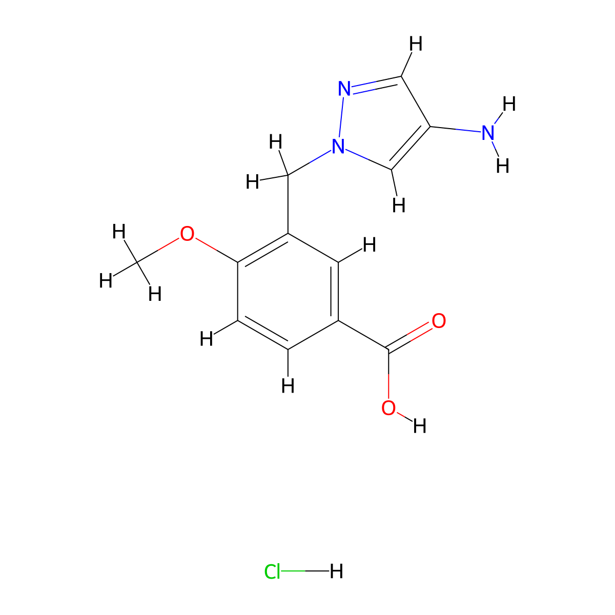 3-[(4-Amino-1H-pyrazol-1-yl)methyl]-4-methoxybenzoic acid hydrochloride molecular structure, CAS 1431964-06-5