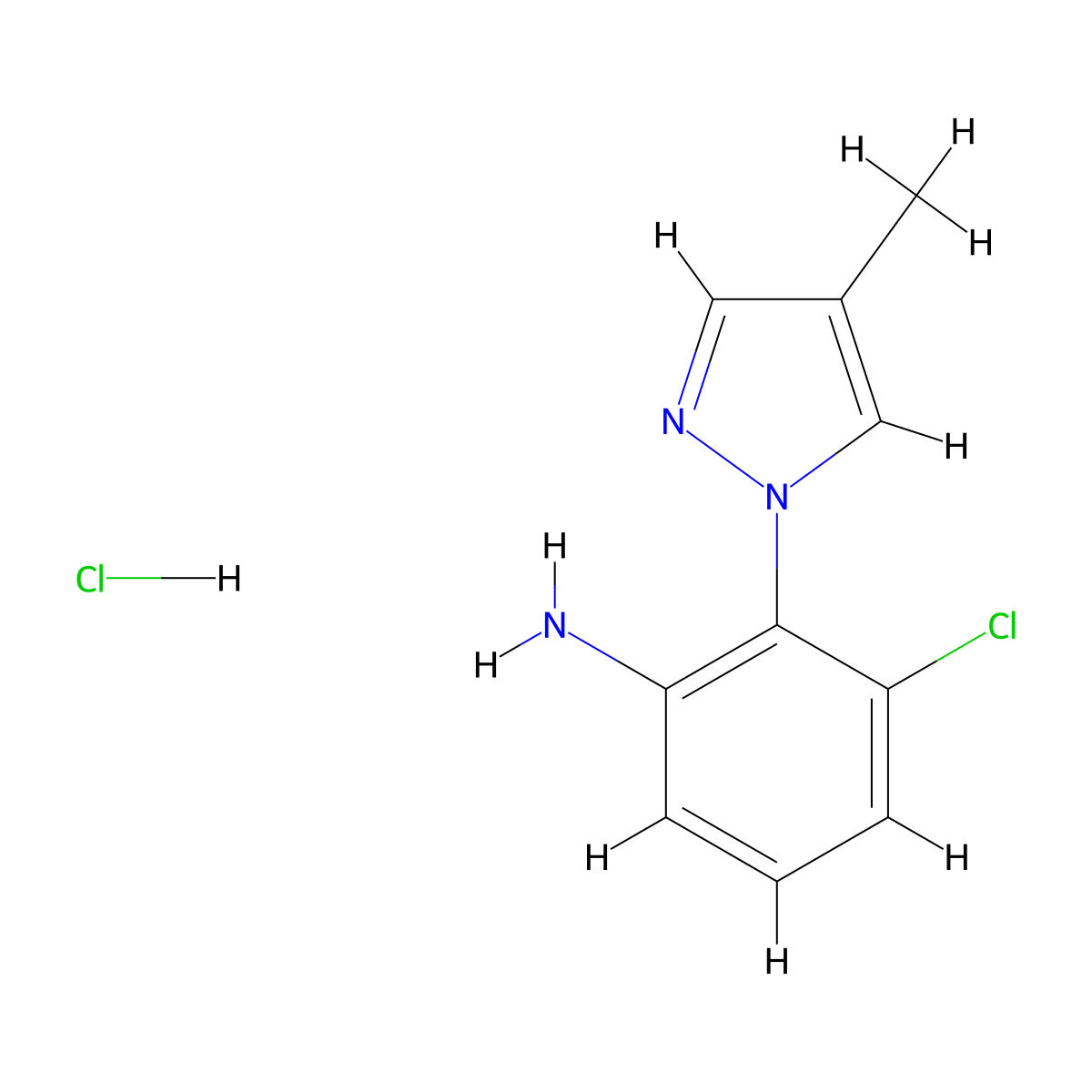 [3-Chloro-2-(4-methyl-1H-pyrazol-1-yl)phenyl]amine hydrochloride molecular structure, CAS 1431964-16-7