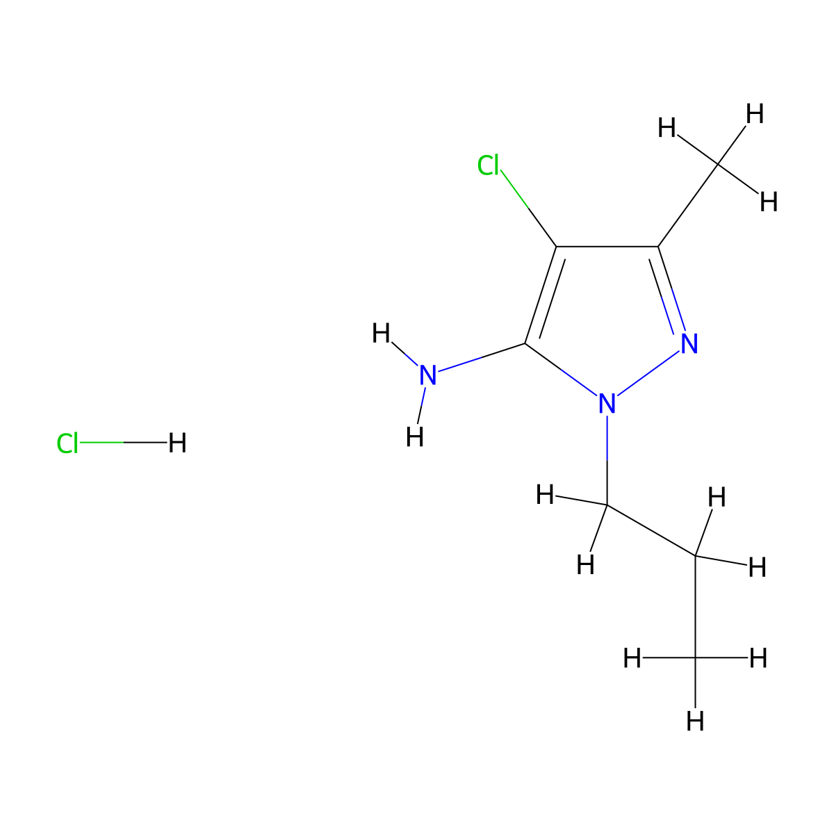 4-Chloro-3-methyl-1-propylpyrazol-5-amine;hydrochloride molecular structure, CAS 1431964-22-5