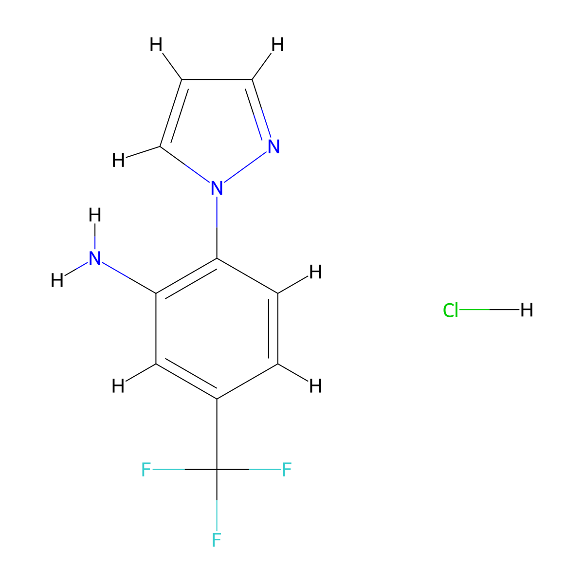 2-(1H-Pyrazol-1-yl)-5-(trifluoromethyl)aniline hydrochloride molecular structure, CAS 1431964-31-6