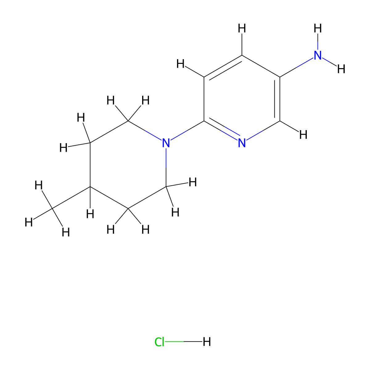 6-(4-Methylpiperidin-1-yl)pyridin-3-amine hydrochloride molecular structure, CAS 1431964-35-0