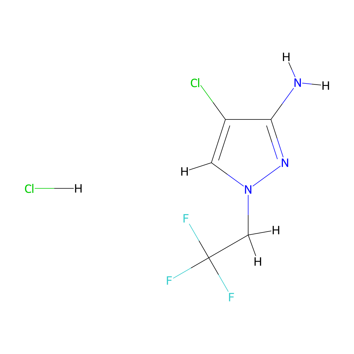 4-Chloro-1-(2,2,2-trifluoroethyl)pyrazol-3-amine;hydrochloride molecular structure, CAS 1431964-39-4