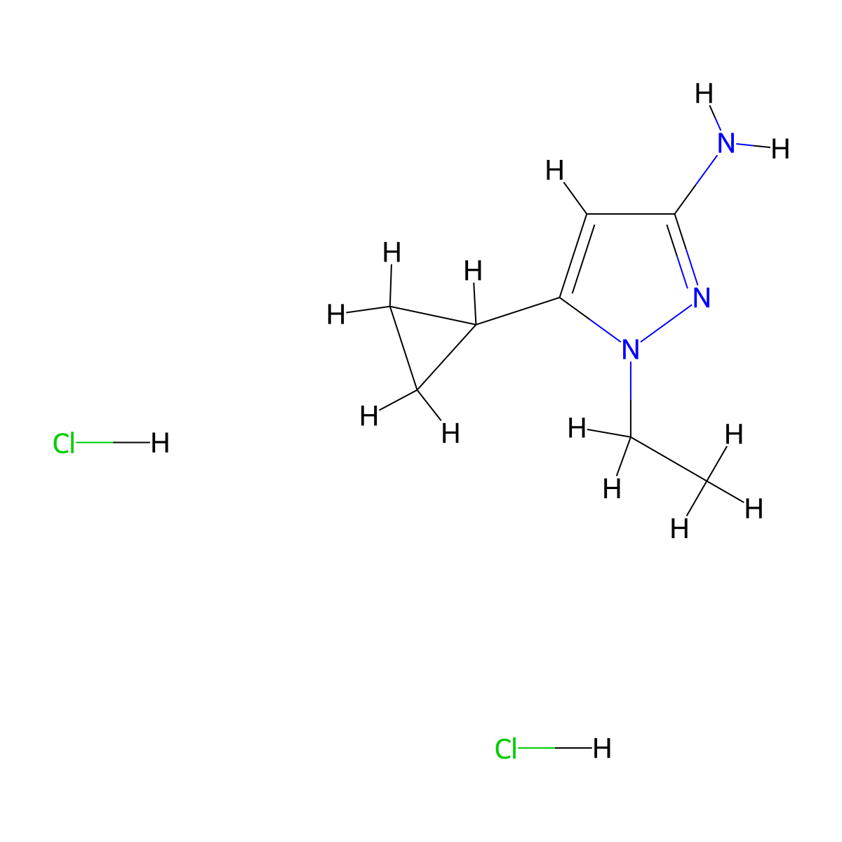 5-Cyclopropyl-1-ethyl-1H-pyrazol-3-amine dihydrochloride molecular structure, CAS 1431964-44-1