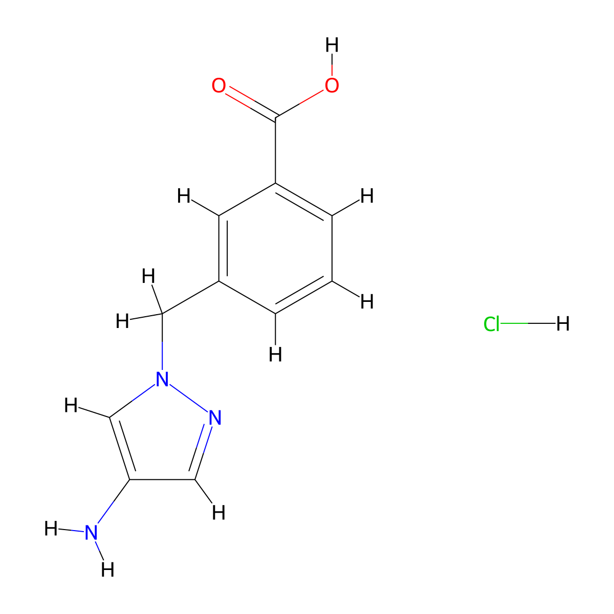 3-[(4-Amino-1H-pyrazol-1-yl)methyl]benzoic acid hydrochloride molecular structure, CAS 1431964-45-2
