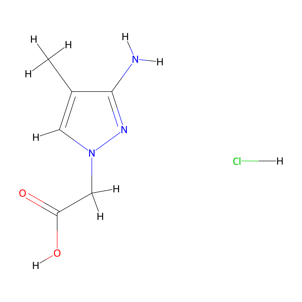 (3-Amino-4-methyl-1H-pyrazol-1-yl)acetic acid hydrochloride molecular structure, CAS 1431964-50-9