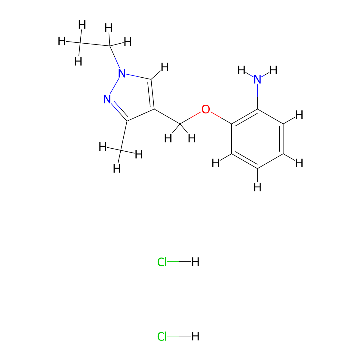 2-[(1-Ethyl-3-methyl-1H-pyrazol-4-yl)methoxy]aniline dihydrochloride molecular structure, CAS 1431964-51-0