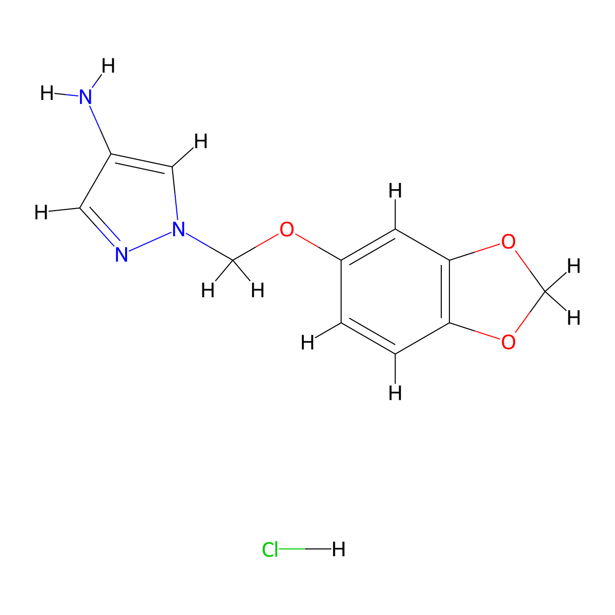 1-[(1,3-benzodioxol-5-yloxy)methyl]-1H-pyrazol-4-amine molecular structure, CAS 1431964-72-5