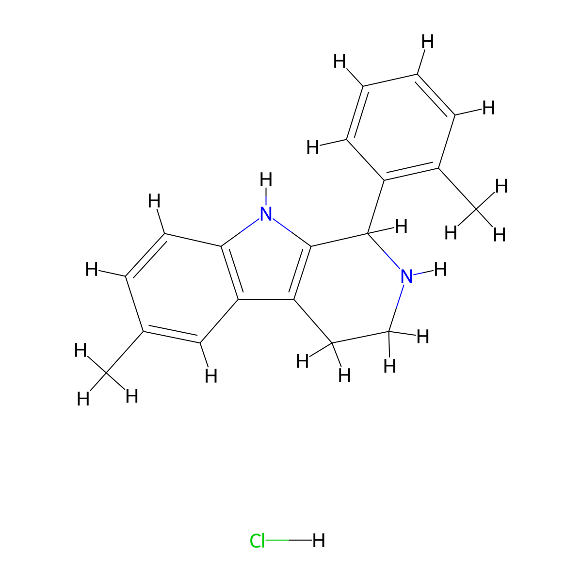 6-Methyl-1-(2-methylphenyl)-2,3,4,9-tetrahydro-1H-beta-carboline hydrochloride molecular structure, CAS 1431964-80-5