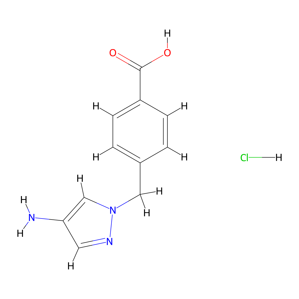 4-[(4-Amino-1H-pyrazol-1-yl)methyl]benzoic acid hydrochloride molecular structure, CAS 1431964-86-1