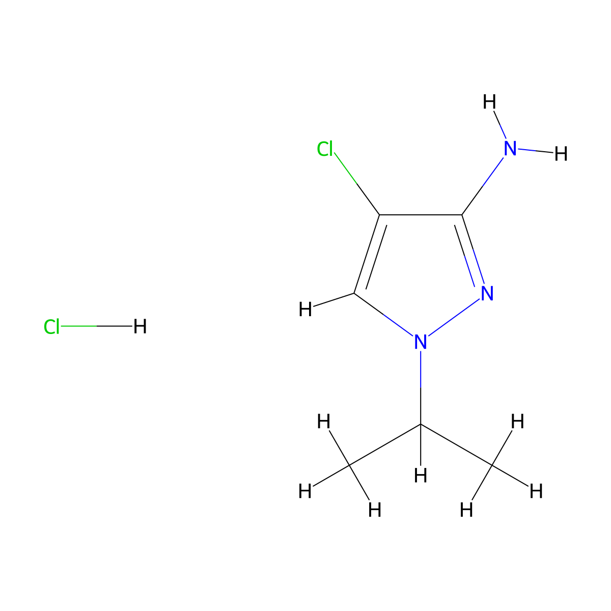 4-chloro-1-(propan-2-yl)-1H-pyrazol-3-amine hydrochloride molecular structure, CAS 1431964-91-8