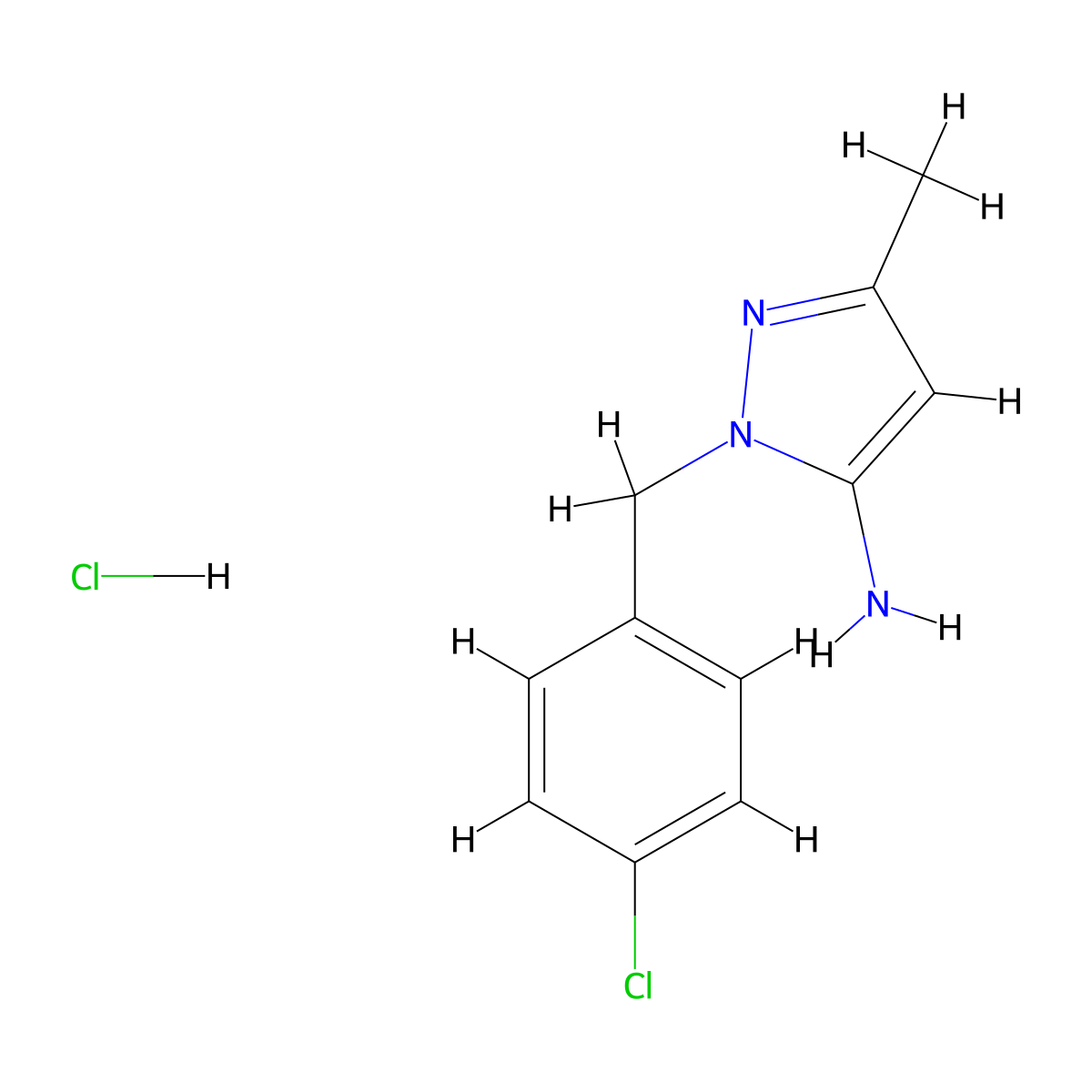 1-(4-Chlorobenzyl)-3-methyl-1H-pyrazol-5-amine hydrochloride molecular structure, CAS 1431964-92-9