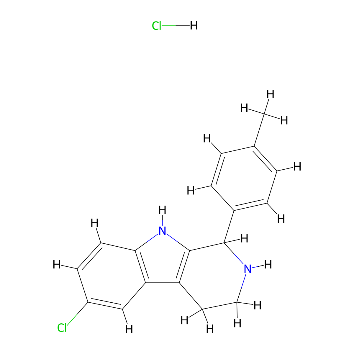 6-Chloro-1-(4-methylphenyl)-2,3,4,9-tetrahydro-1H-beta-carboline hydrochloride molecular structure, CAS 1431964-98-5