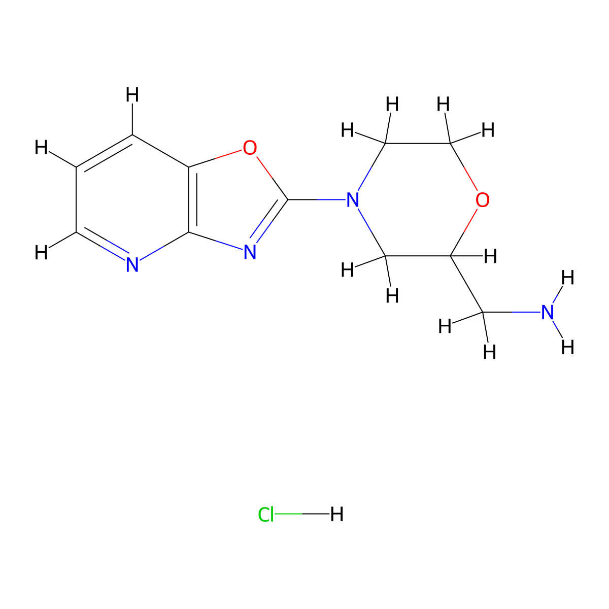 (4-{[1,3]Oxazolo[4,5-b]pyridin-2-yl}morpholin-2-yl)methanamine hydrochloride molecular structure, CAS 1431964-99-6