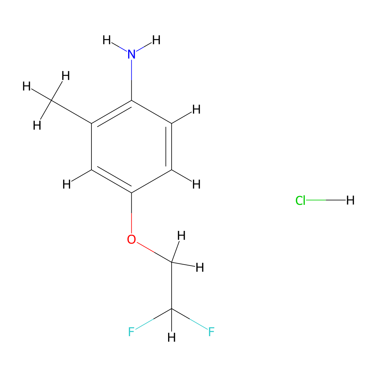 4-(2,2-Difluoroethoxy)-2-methylaniline hydrochloride molecular structure, CAS 1431965-01-3