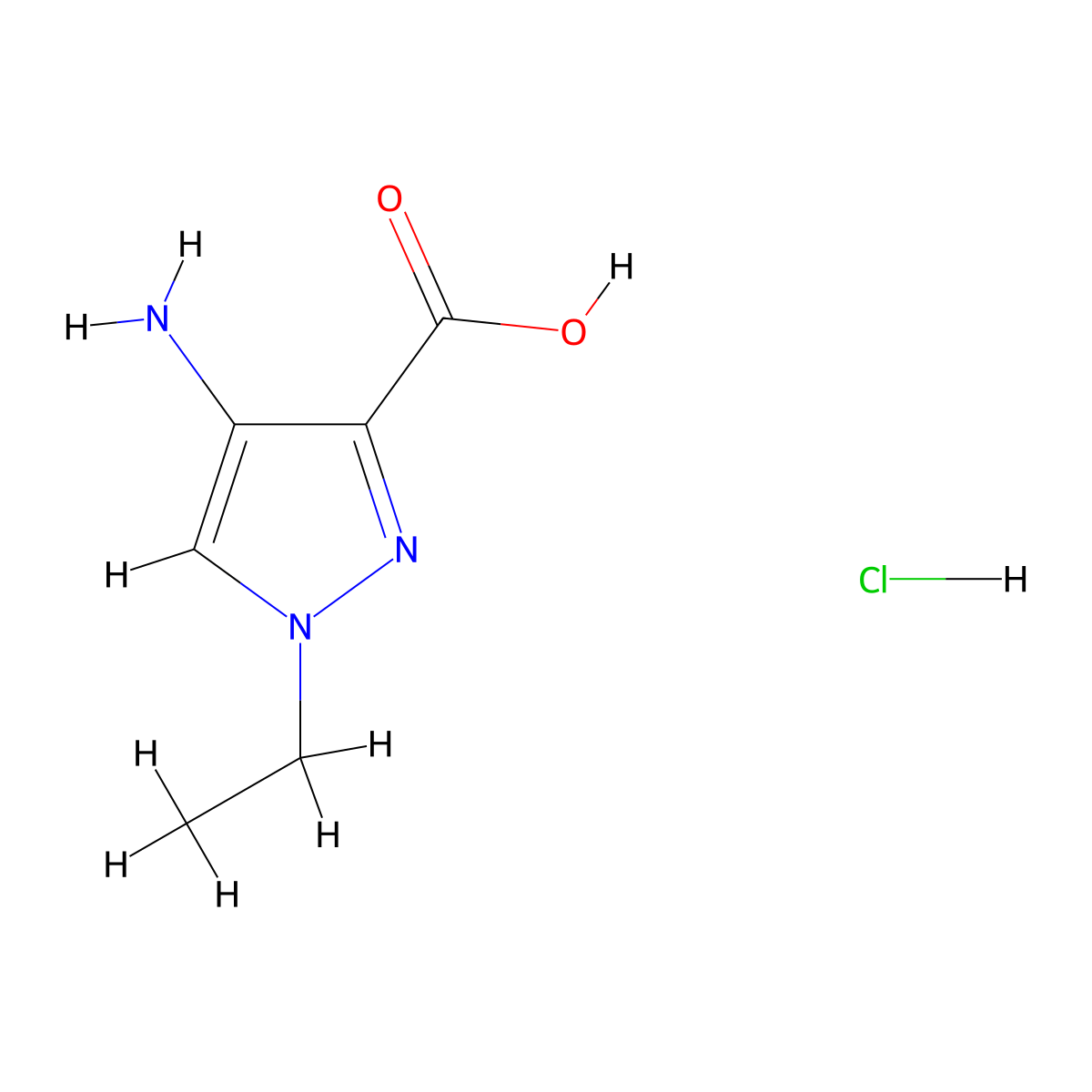4-Amino-1-ethyl-1H-pyrazole-3-carboxylic acid hydrochloride molecular structure, CAS 1431965-02-4