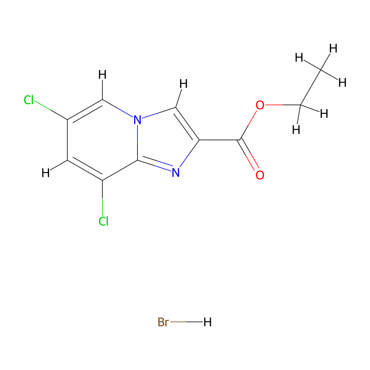 Ethyl 6,8-dichloroimidazo[1,2-a]pyridine-2-carboxylate hydrobromide molecular structure, CAS 1431965-03-5