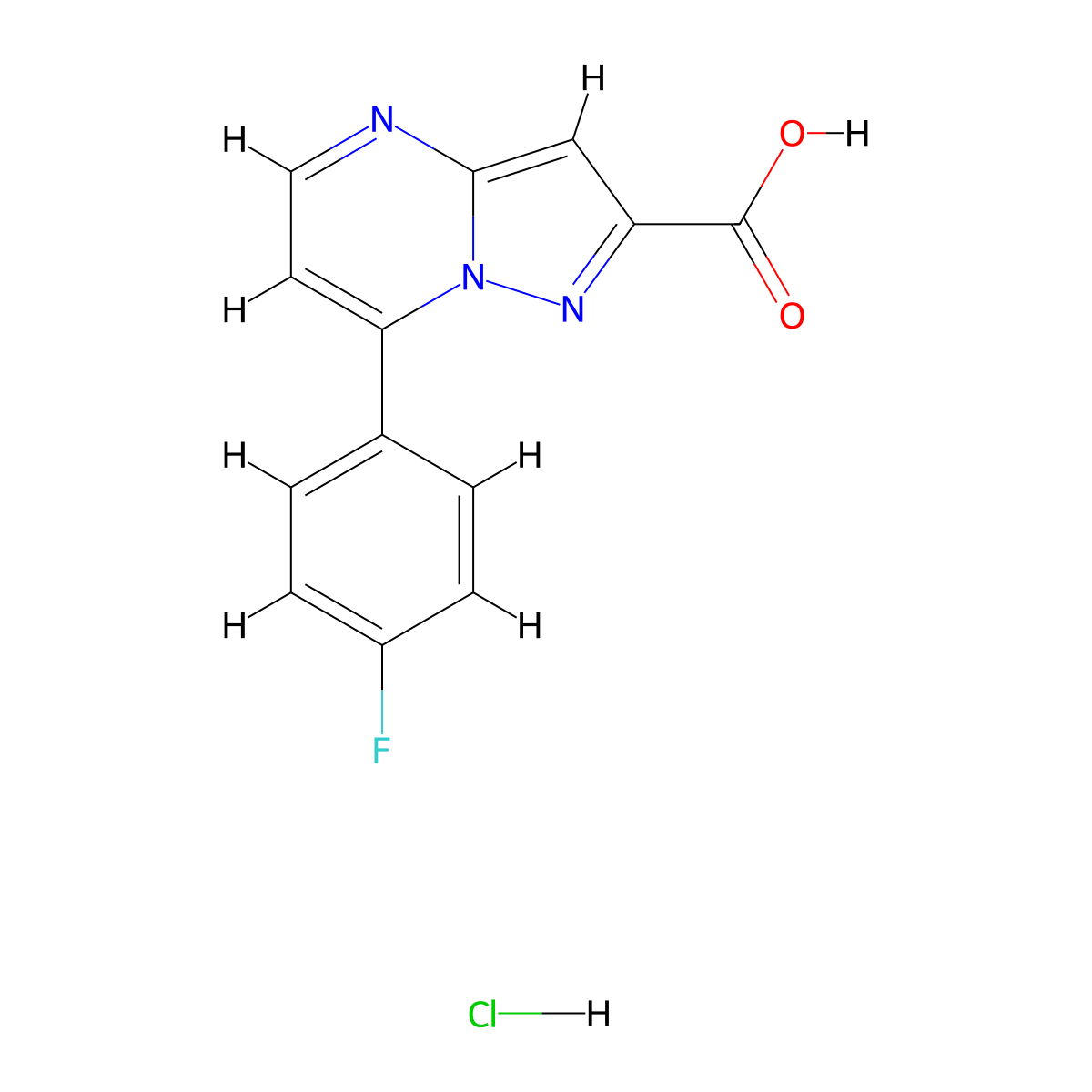 7-(4-Fluorophenyl)pyrazolo[1,5-a]pyrimidine-2-carboxylic acid;hydrochloride molecular structure, CAS 1431965-05-7