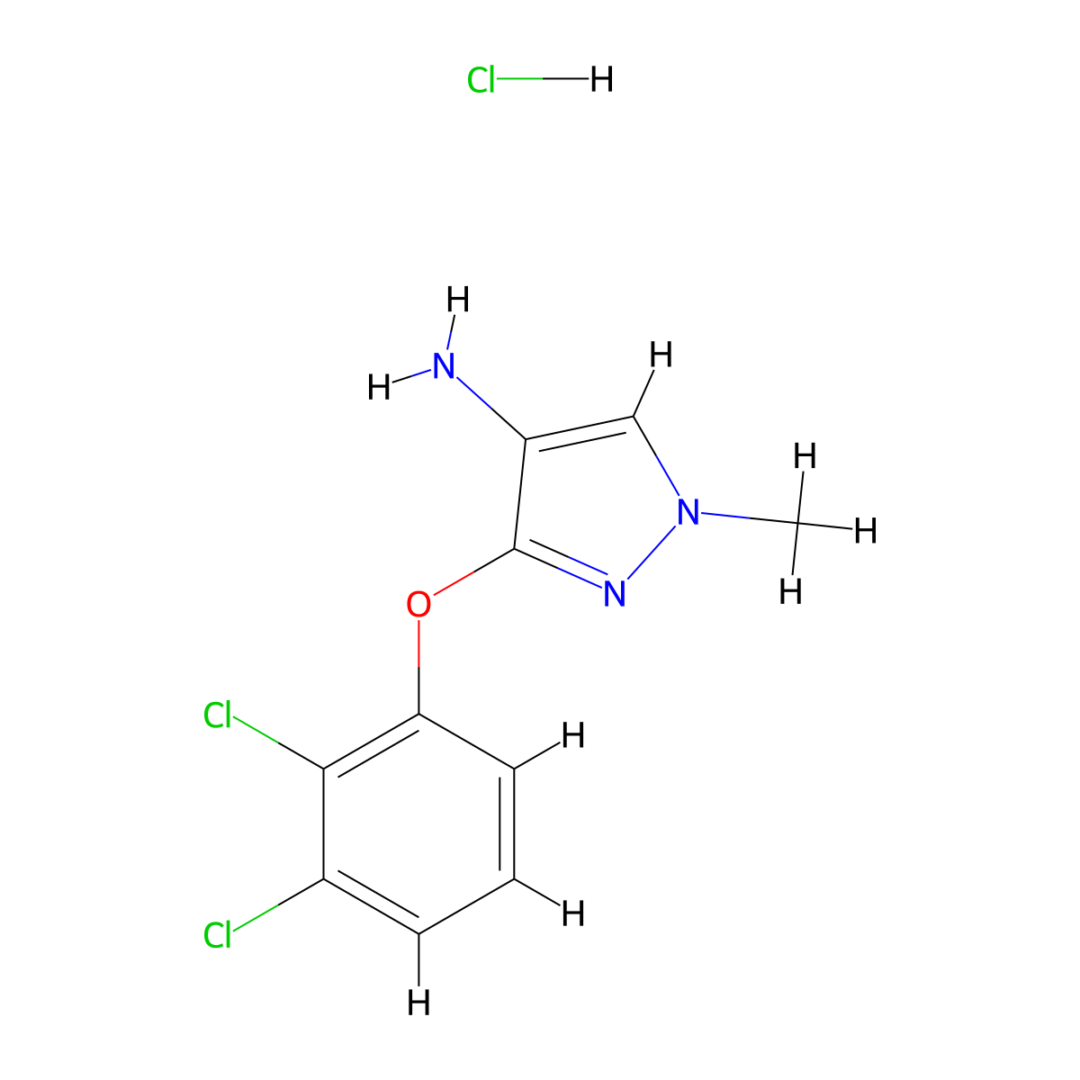 3-(2,3-Dichlorophenoxy)-1-methylpyrazol-4-amine;hydrochloride molecular structure, CAS 1431965-07-9