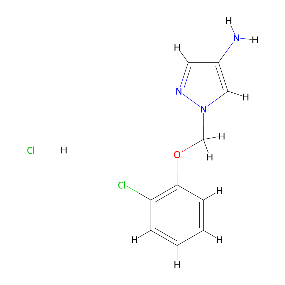 1-[(2-Chlorophenoxy)methyl]-1H-pyrazol-4-amine hydrochloride molecular structure, CAS 1431965-10-4