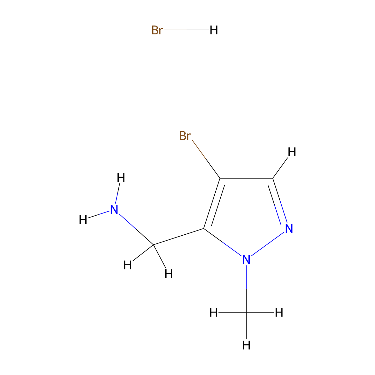 (4-bromo-1-methyl-1H-pyrazol-5-yl)methanamine hydrobromide molecular structure, CAS 1431965-13-7