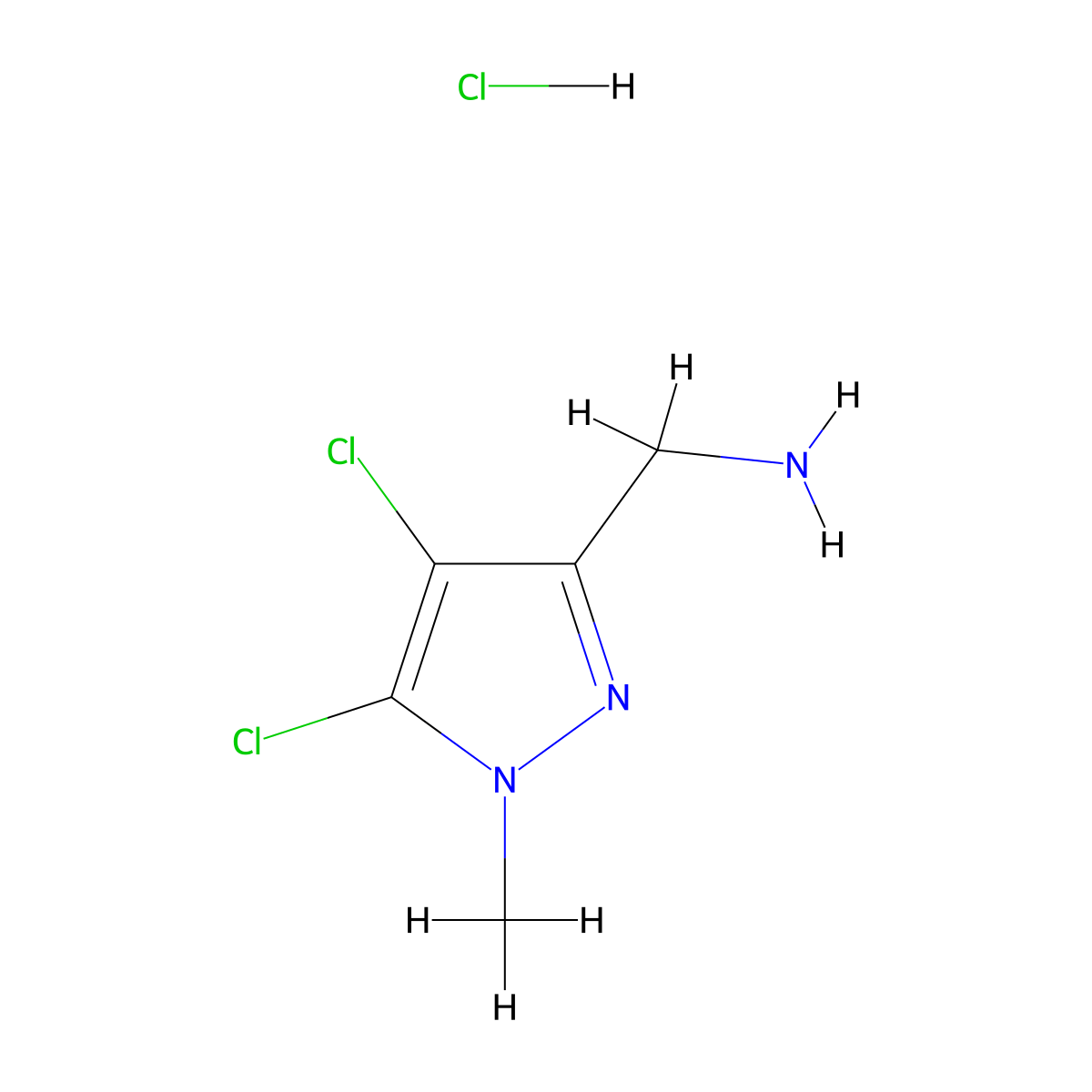 (4,5-Dichloro-1-methyl-1H-pyrazol-3-yl)methylamine hydrochloride molecular structure, CAS 1431965-15-9