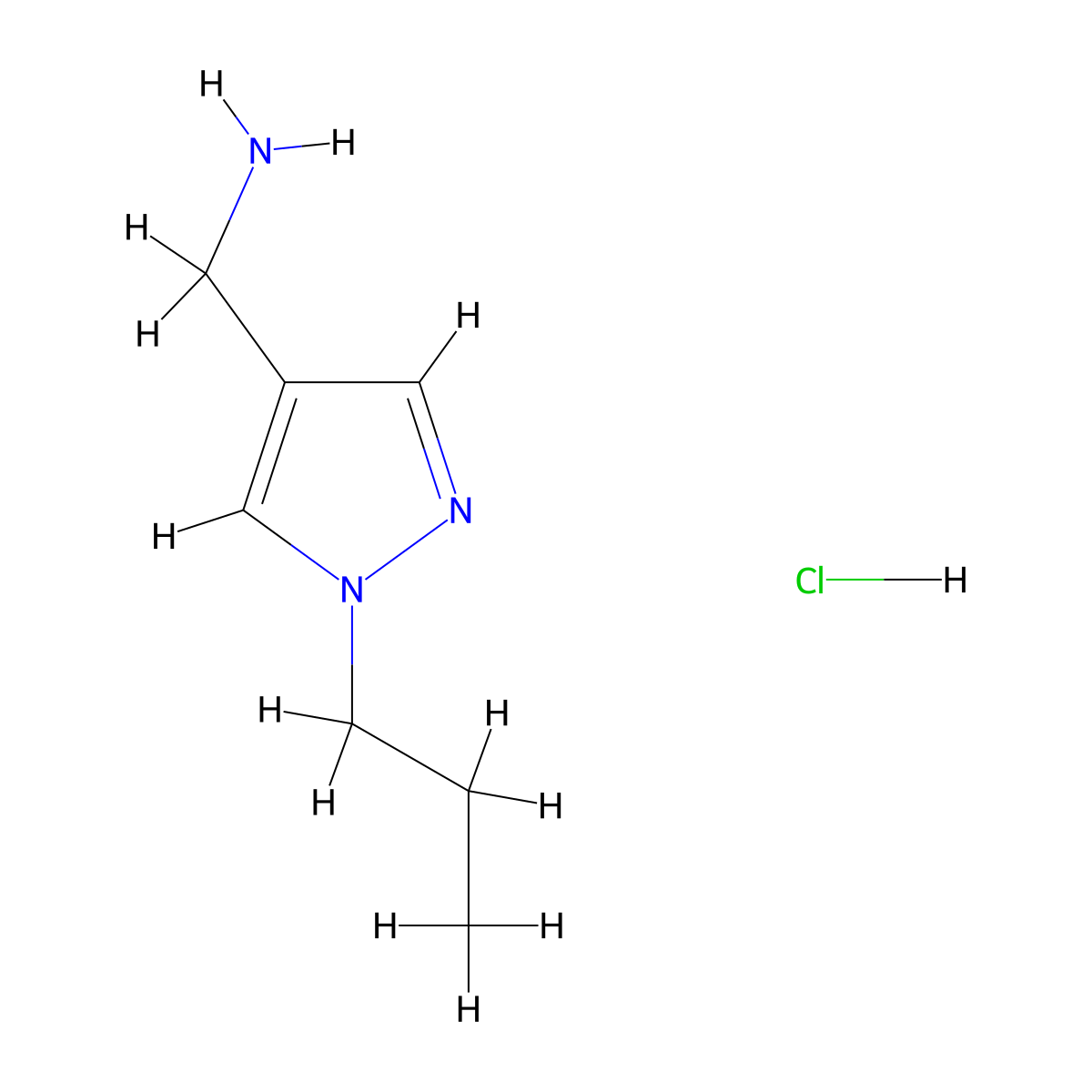 [(1-Propyl-1h-pyrazol-4-yl)methyl]amine hydrochloride molecular structure, CAS 1431965-18-2
