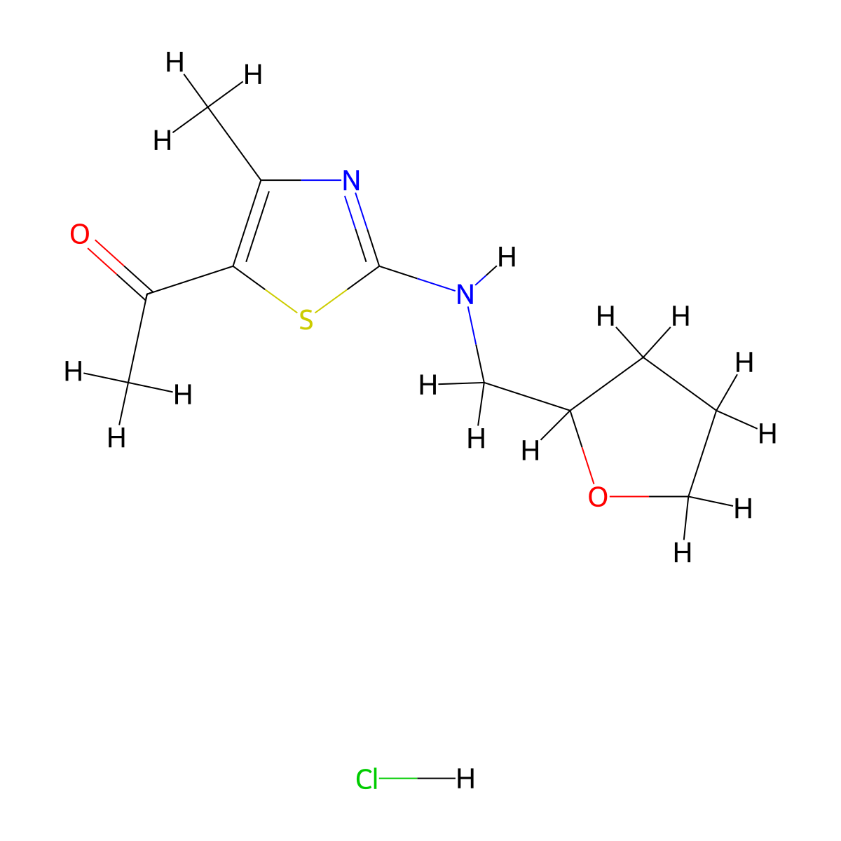 1-(4-Methyl-2-{[(oxolan-2-yl)methyl]amino}-1,3-thiazol-5-yl)ethan-1-one hydrochloride molecular structure, CAS 1431965-24-0