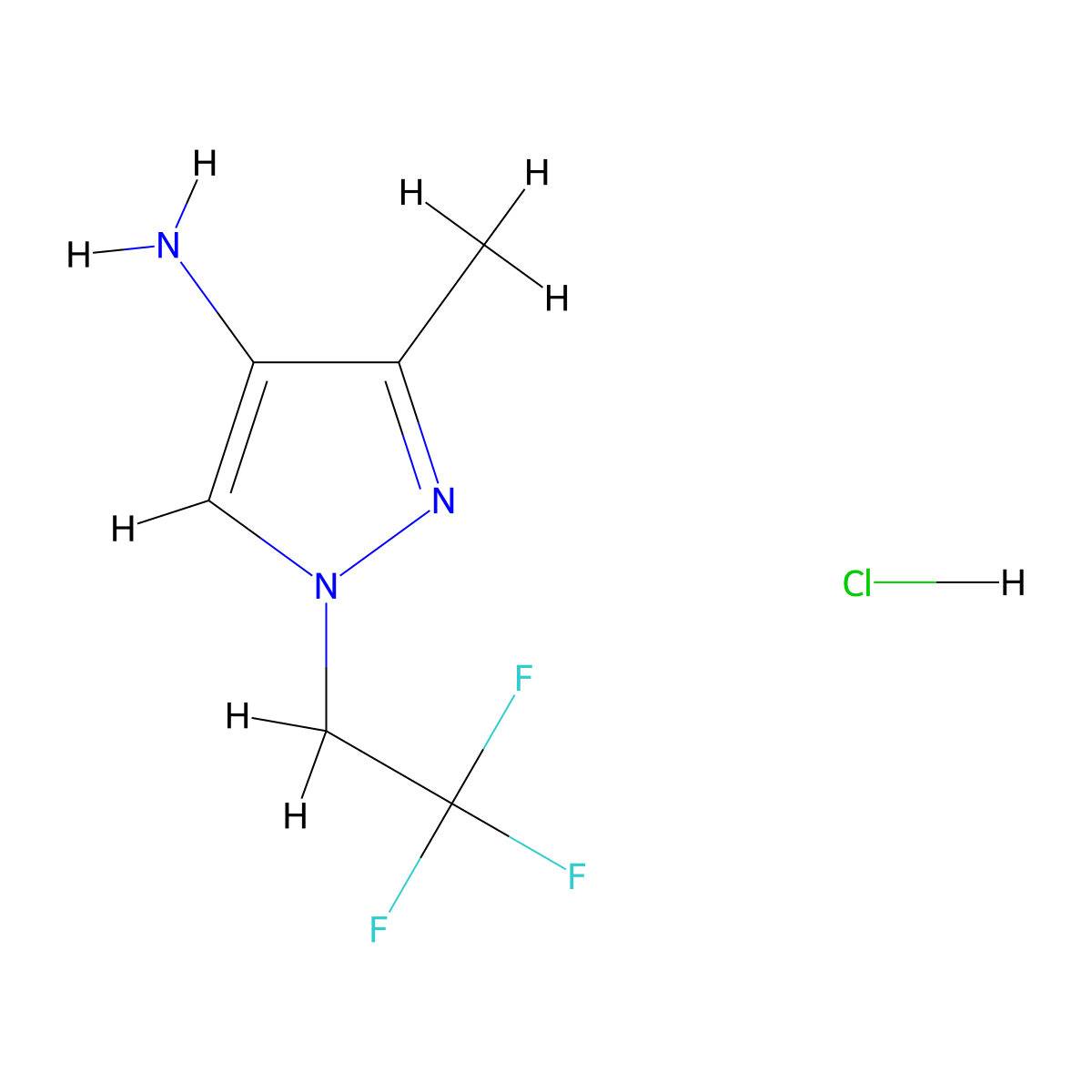 3-Methyl-1-(2,2,2-trifluoroethyl)-1H-pyrazol-4-amine hydrochloride molecular structure, CAS 1431965-29-5