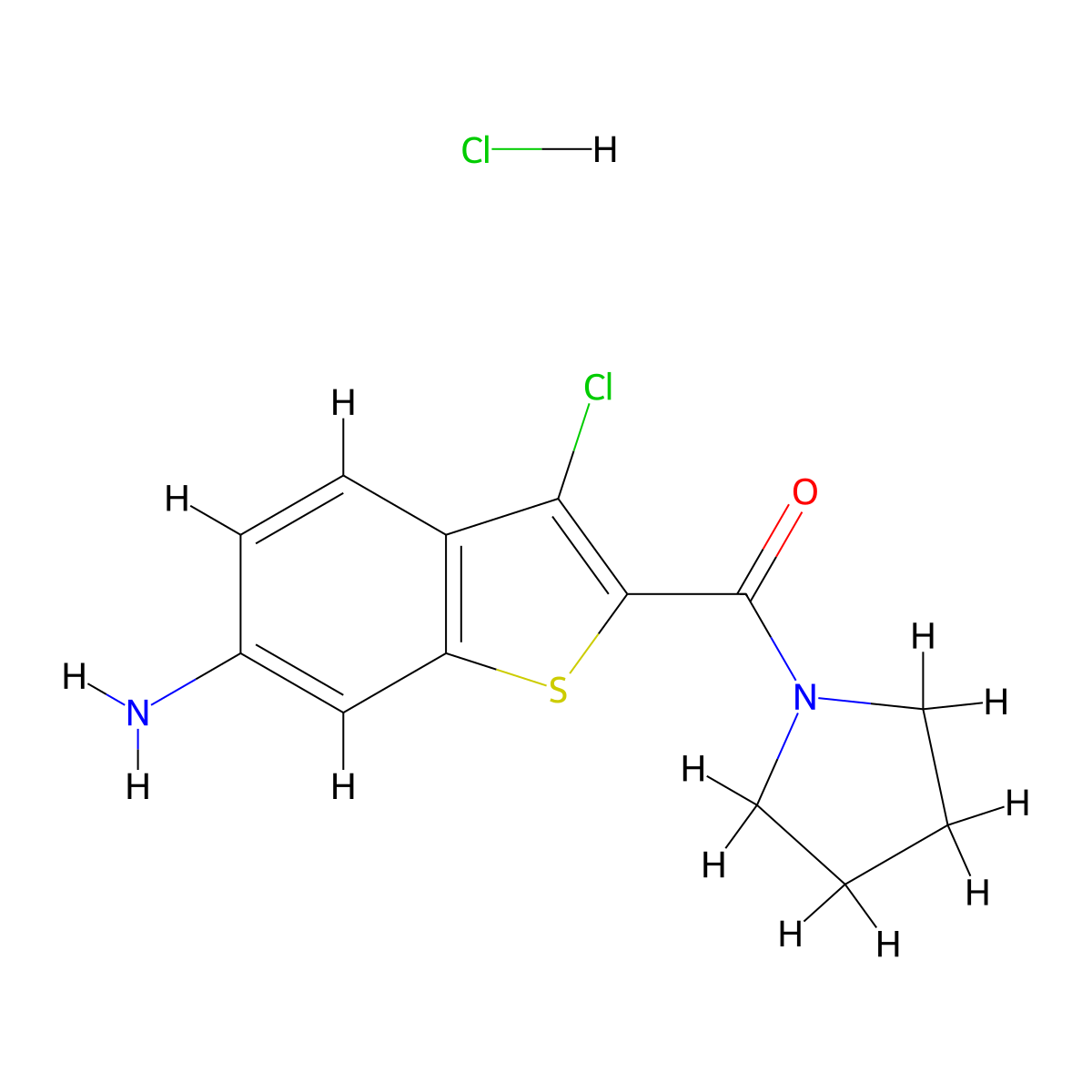 3-Chloro-2-(pyrrolidin-1-ylcarbonyl)-1-benzothien-6-ylamine molecular structure, CAS 1431965-35-3