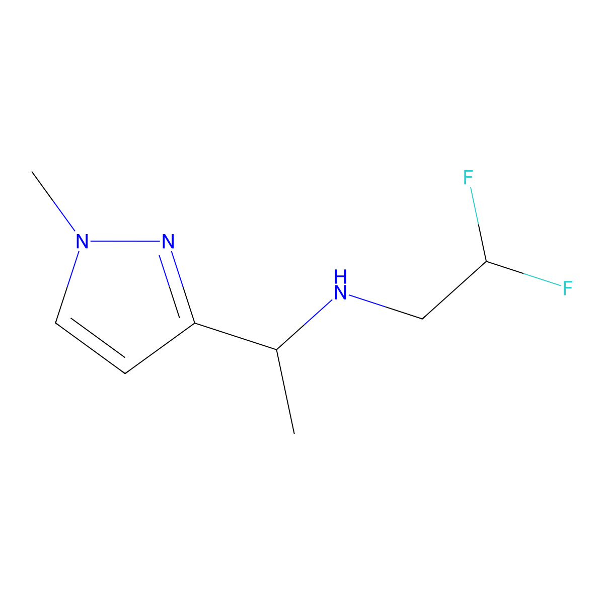 N-(2,2-difluoroethyl)-N-[1-(1-methyl-1H-pyrazol-3-yl)ethyl]amine molecular structure, CAS 1431965-36-4