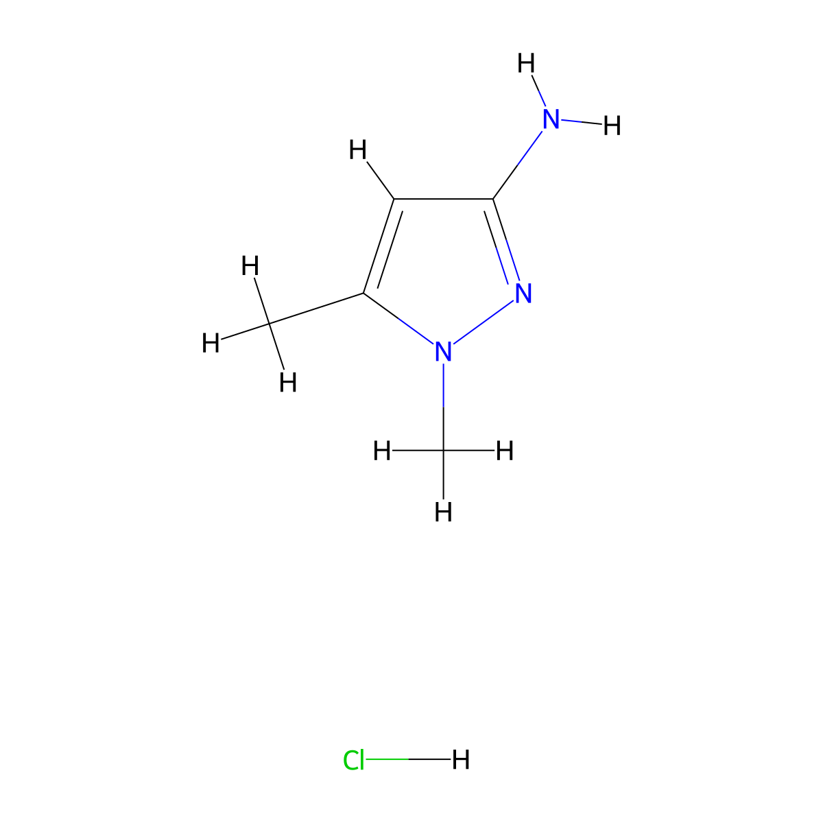 1,5-Dimethyl-1H-pyrazol-3-amine hydrochloride molecular structure, CAS 1431965-39-7