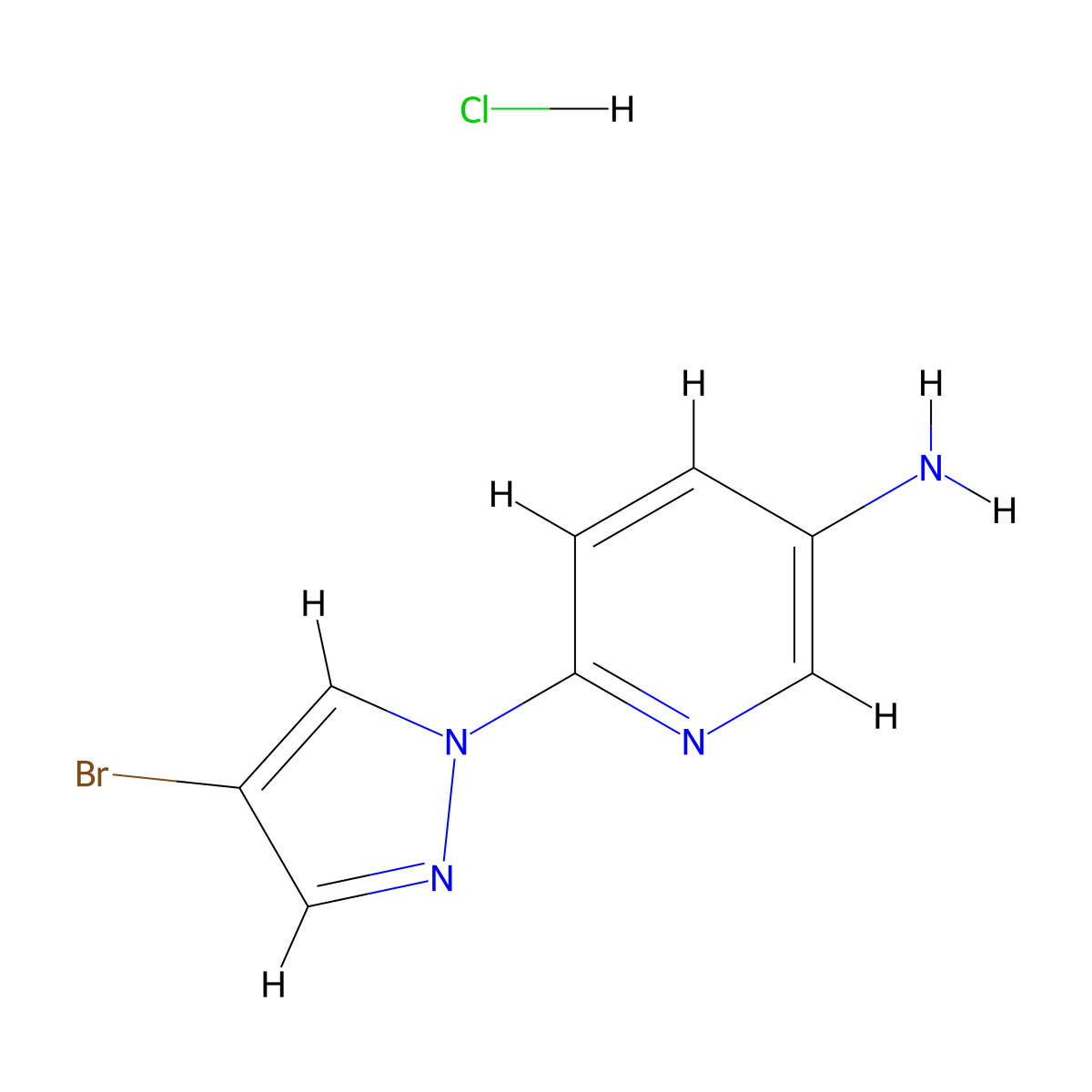 6-(4-bromo-1H-pyrazol-1-yl)pyridin-3-amine hydrochloride molecular structure, CAS 1431965-42-2